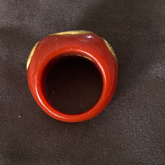 Coach Red and Gold Statement Ring - Picture 2 of 3